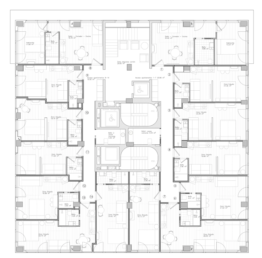 Planta Habitaciones Apartahotel