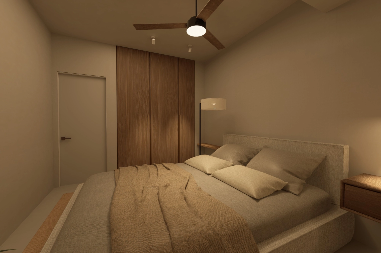 Habitacion de noche cara armario
